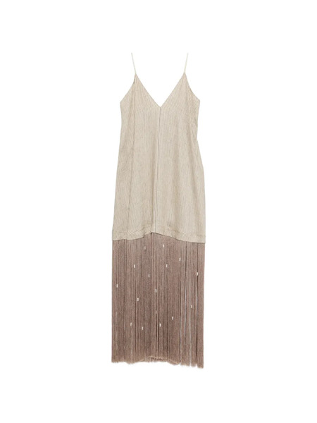  Alysi Striped Fringed Maxi Dress - Neutrals 