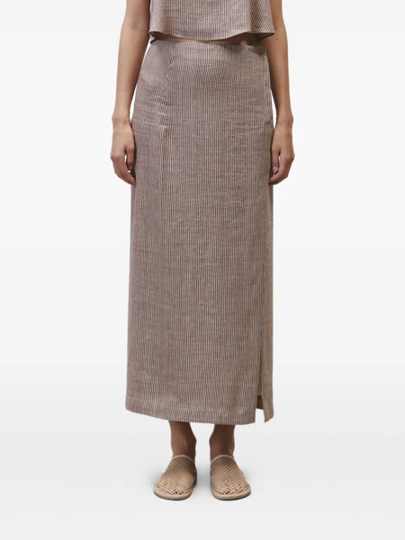  Alysi Striped Side-split Skirt - Red 