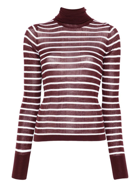  Alysi Striped Turtleneck Top - Brown 