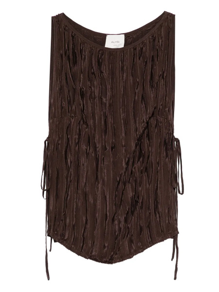  Alysi Tie-detail Pleated Top - Brown 