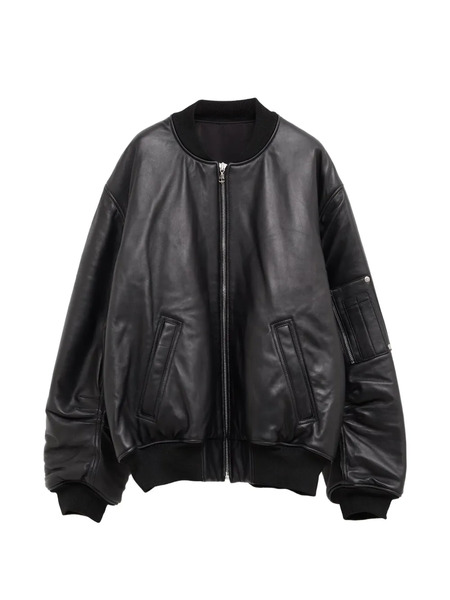  Amal Guessous Zip-up Leather Jacket - Black 