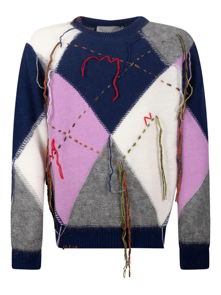  Amaranto Round-neck Sweater - Blue 
