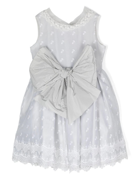  Amaya Bow-detail Crochet-trim Dress - Grey 