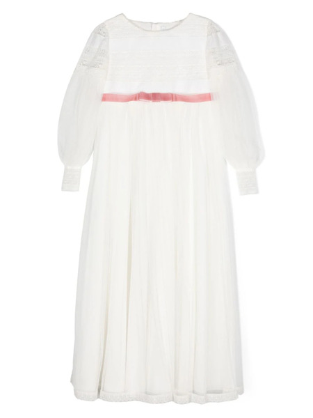  Amaya Bow-detail Embroidered Dress - White 