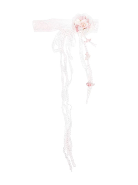  Amaya Floral-appliqué Lace Belt - Pink 