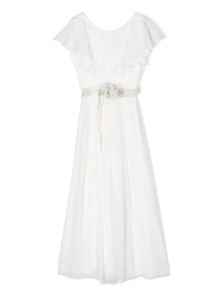  Amaya Floral-appliqué Ruffled Jumpsuit - White 
