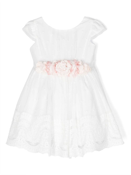  Amaya Lace Belted Flared Dress - White 
