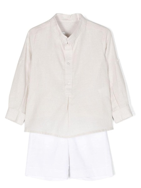  Amaya Pinstriped Linen-cotton Shirt And Shorts Set - Neutrals 