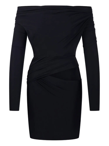 Amazuìn Off-shoulder Long-sleeve Mini Dress - Black 