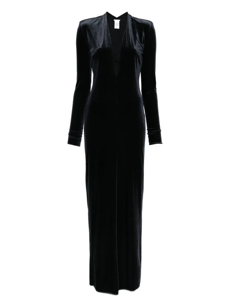  Amazuìn Velvet V-neck Maxi Dress - Black 