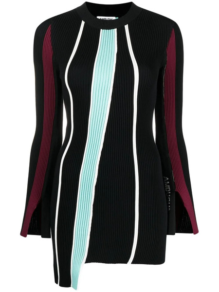  Ambush Asymmetric Striped Knit Jumper - Black 