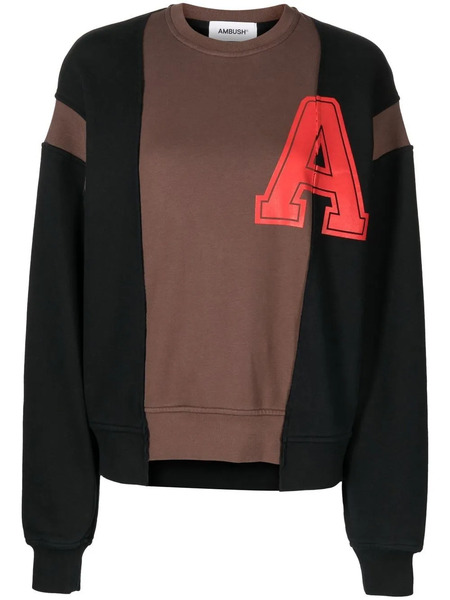  Ambush Collegiate-print Patchwork Sweatshirt - Black 