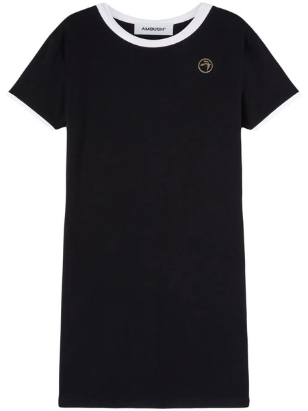  Ambush Contrast-trim Ribbed Minidress - Black 