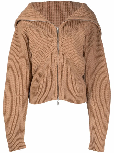  Ambush Folded-collar Zipped Cardigan - Neutrals 