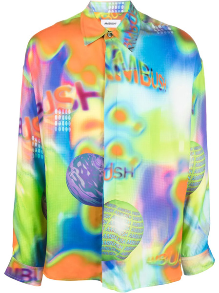  Ambush Graphic-print Long-sleeve Shirt - Blue 