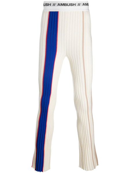  Ambush Logo Band Ribbed Trousers - White 