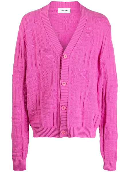 Ambush Monogram-pattern Knit Cardigan - Pink 