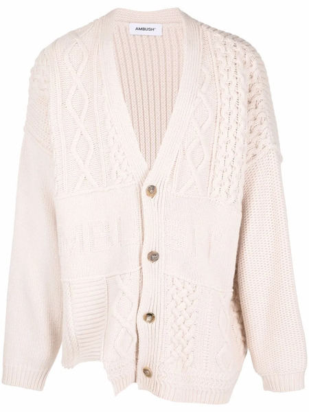  Ambush Patchwork-knit Cardigan - Neutrals 
