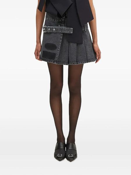  Ambush Pleated Belted Denim Skirt - Black 