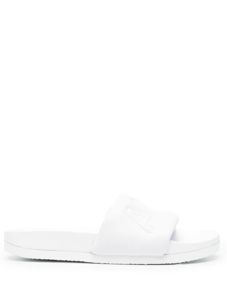  Ambush Quilted-logo Leather Slides - White 