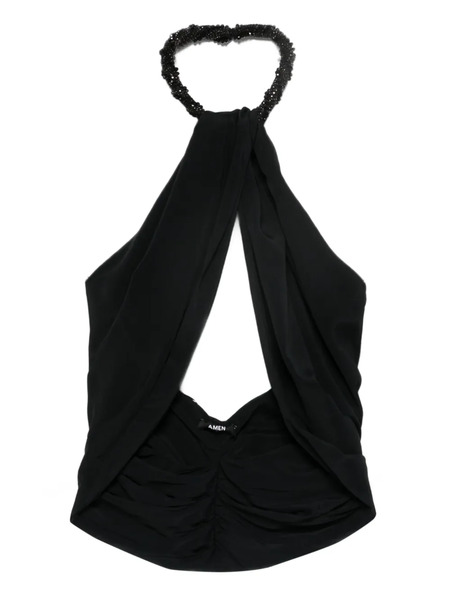  Amen Beaded Halterneck Top - Black 