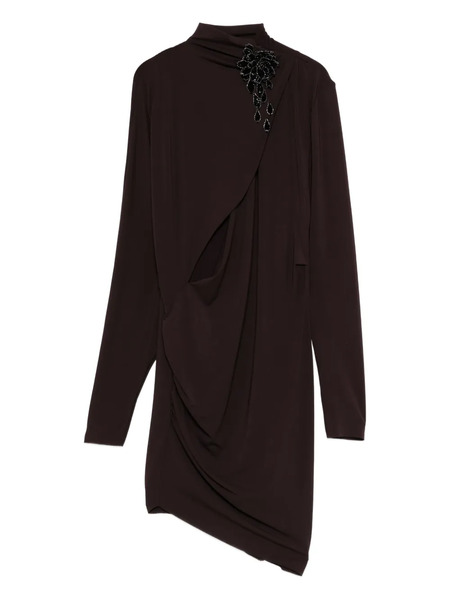  Amen Draped Mini Dress - Brown 
