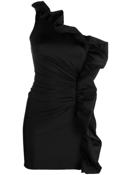 Amen One-shoulder Ruffled Mini Dress - Black 