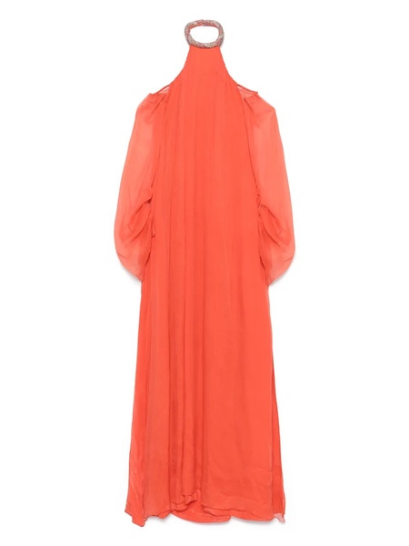  Amen Silk Chiffon Maxi Dress - Red 