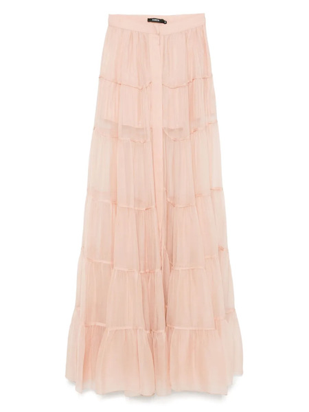  Amen Silk Chiffon Maxi Skirt - Pink 