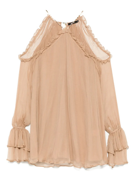  Amen Silk Mini Dress - Brown 