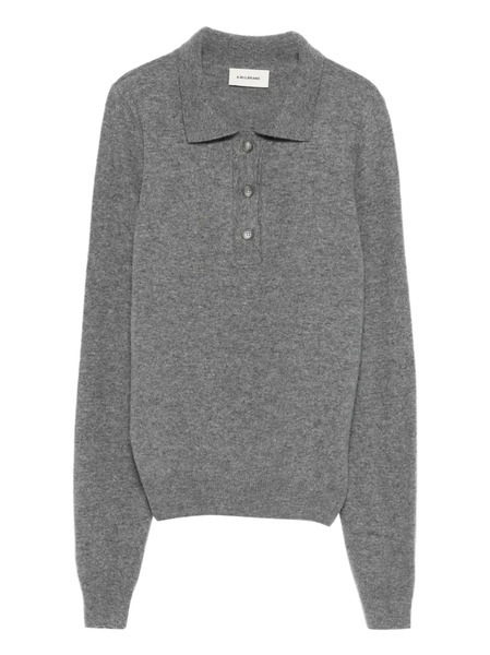  A.m.g. Wool Polo Top - Grey 