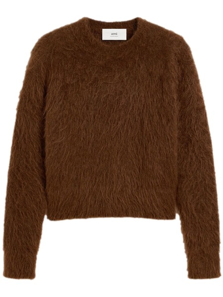  Ami Paris Alpaca-mohair Blend Brushed Sweater - Brown 