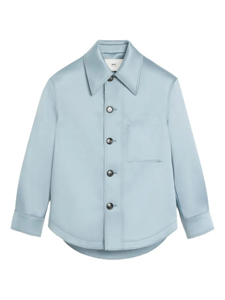  Ami Paris Ami De Coeur Button-up Satin Jacket - Blue 