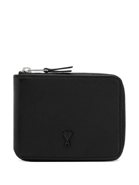  Ami Paris Ami De Coeur Compact Leather Wallet - Black 