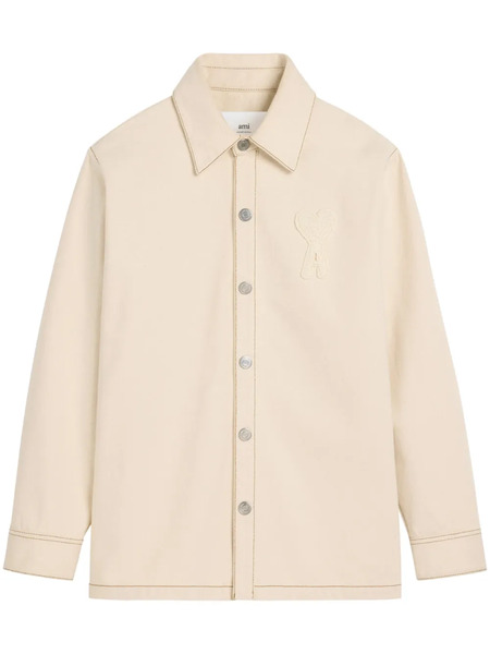  Ami Paris Ami De Coeur Cotton Overshirt - Neutrals 