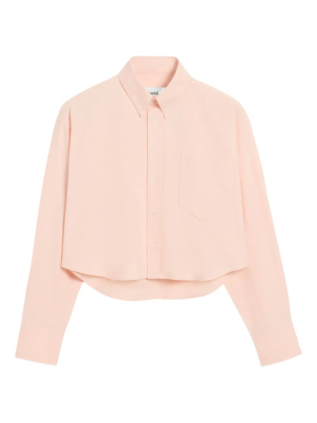  Ami Paris Ami De Coeur Cropped Oversized Shirt - Pink 