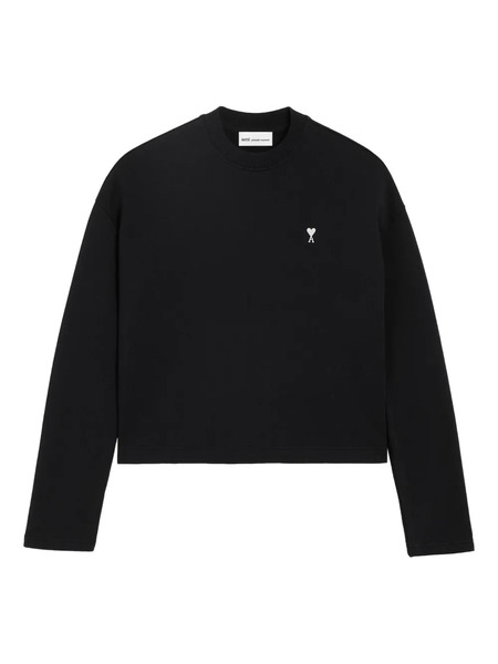  Ami Paris Ami De Coeur Cropped Sweatshirt - Black 
