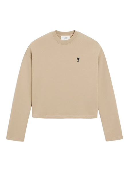  Ami Paris Ami De Coeur Heart-logo Cotton Sweatshirt - Neutrals 
