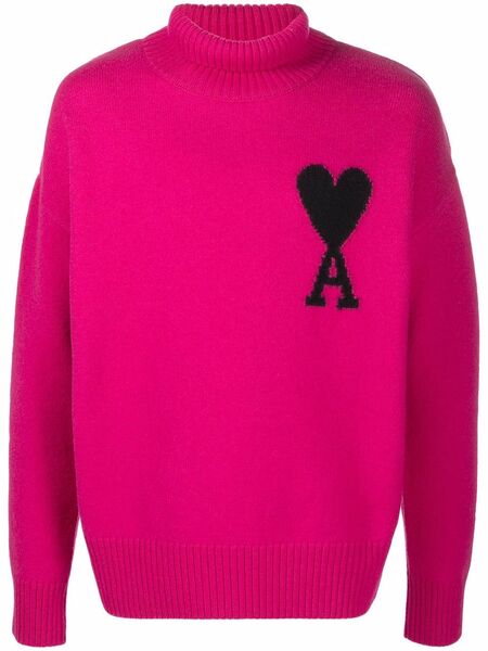  Ami Paris Ami De Coeur Roll-neck Jumper - Pink 