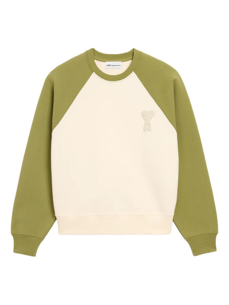  Ami Paris Ami De Coeur Two-tone Crochet Sweatshirt - Neutrals 