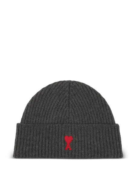  Ami Paris Ami De Coeur Wool Beanie - Grey 