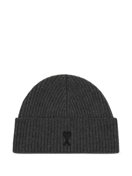  Ami Paris Ami De Coeur Wool Beanie - Grey 
