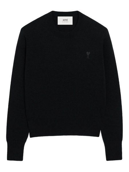  Ami Paris Ami De Coeur Wool Crew-neck Sweater - 0180 Black/black 