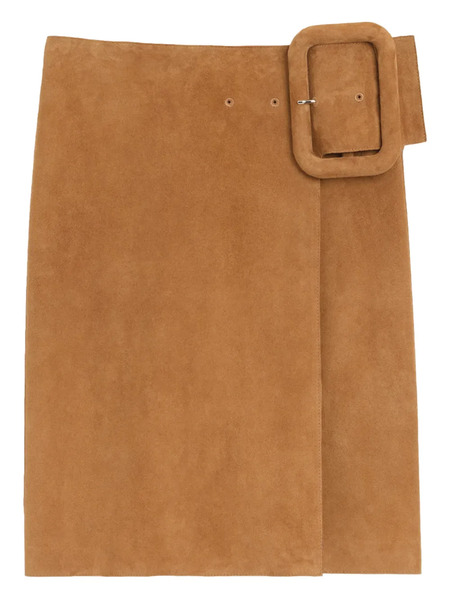  Ami Paris Belted A-line Midi Skirt - Brown 
