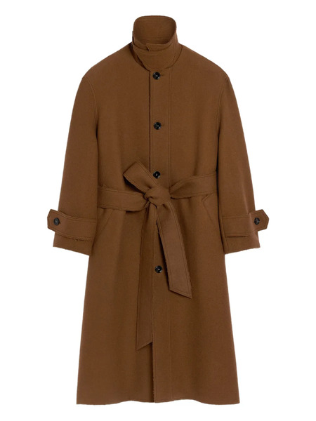  Ami Paris Belted Wool Trench Coat - Brown 