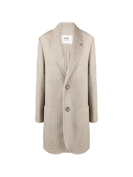  Ami Paris Bouclé Coat - Neutrals 