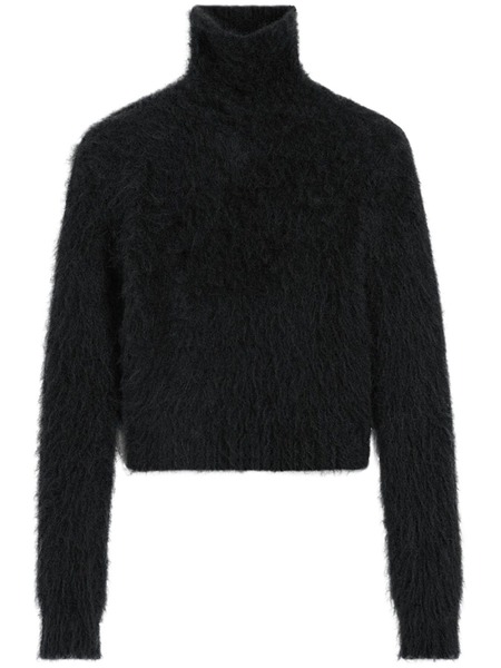  Ami Paris Brushed-effect Cotton Jumper - Black 