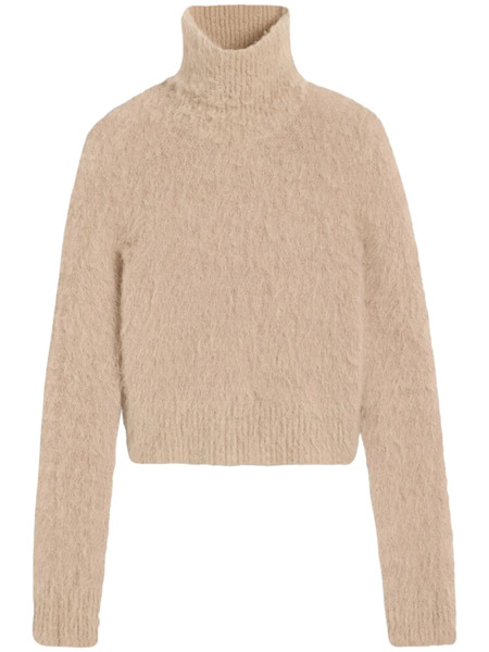  Ami Paris Brushed-effect Roll-neck Jumper - Neutrals 