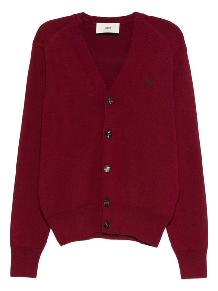  Ami Paris Button-front Logo-embroidery Cardigan - Red 