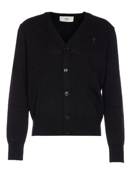  Ami Paris Buttoned V-neck Cardigan - Black 